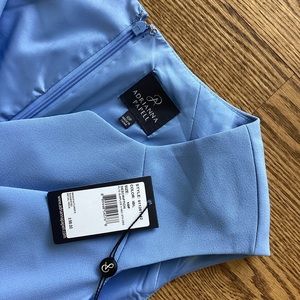 NWT Adrianna Papell Surplice Pleated V Neck Stretch Dress Blue Periwinkle